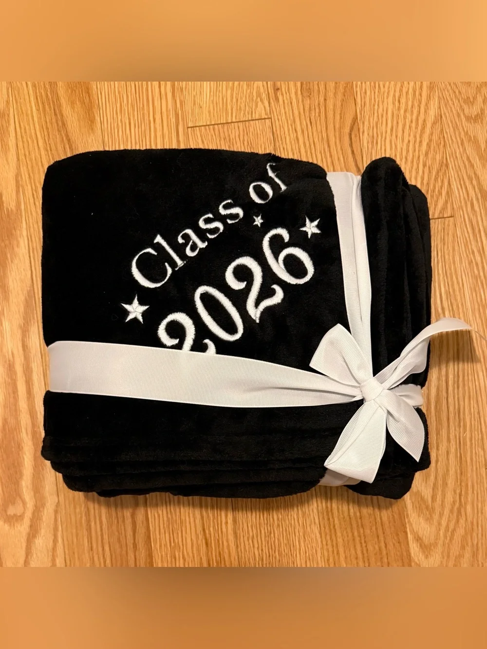 Class of 2026 soft black fleece embroidered blanket throw NEW